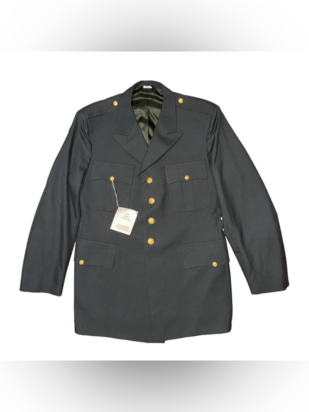 💙Vintage US Army Green Dress Jacket Long USGI 46L Uniform Coat